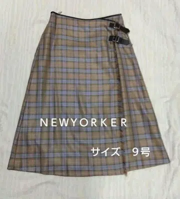 NEWYORKER 체크 무늬 롱 스커트 베이지 계열 사이즈 9