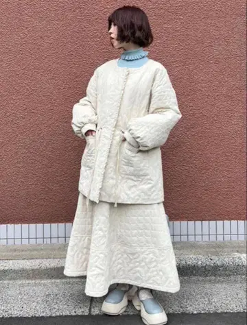 Merryjenny 아이보리 퀼팅 다운 자켓