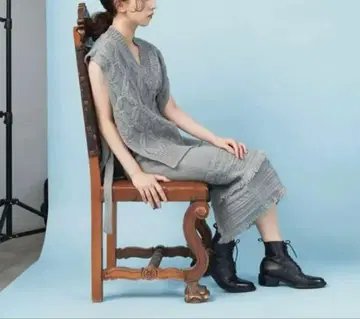 kone 단짱 베스트 케이블 니트 하야사카 카즈코 x 사토 섬유 그레이