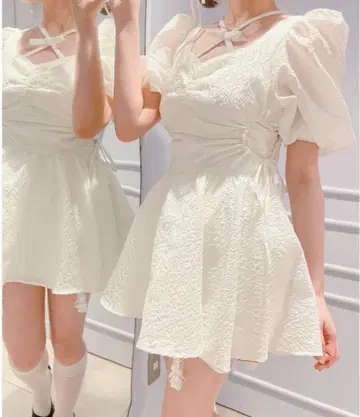 Lillilly [ pain ] 사이드 하트 자카드 튜닉 원피스