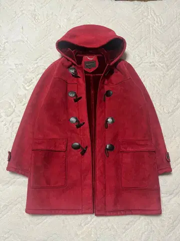 [새상품급] 후드 부착 더플 코트 보르도 보아 안감 스웨이드 느낌