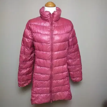 핑크 롱 다운 자켓 수납 봉투 포함 다운 90% 페더 10%