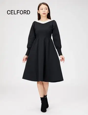 CELFORD 컷워크 홀가먼트 원피스 블랙