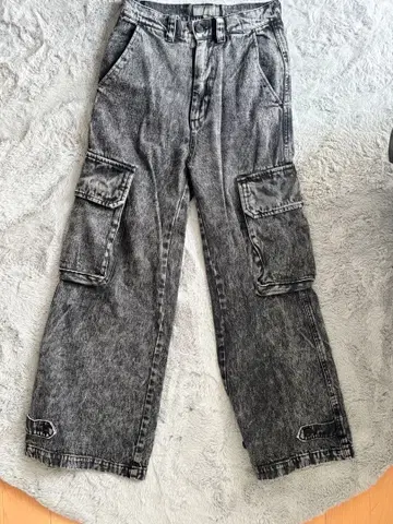 CLEL 카고 데님 팬츠 블랙