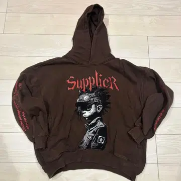 Supplier 그래픽 후드티 브라운