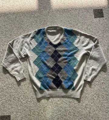 [레어] 크로커다일 아가일 니트 vintage 구제 의류 V넥 L