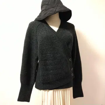 sov 소브 다크 그레이 랩 니트 카슈쿨 스웨터 36
