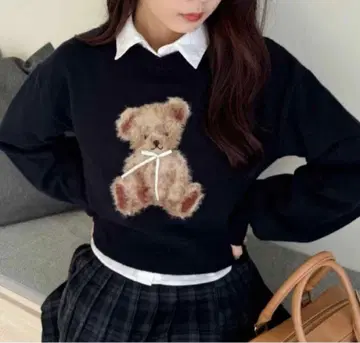 NICE CLAUP 모듬 니트 곰 네이비