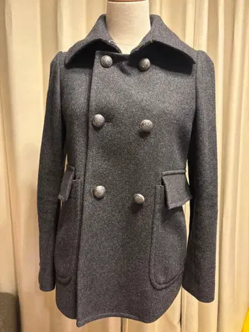 로이스크레용 더블 브레스트 피 코트