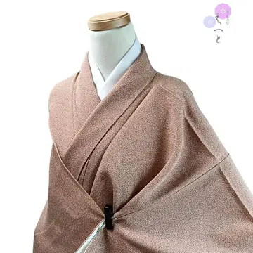 51 에토 기모노 순수 실크 이중 기모노 코몬 브라운 잎사귀