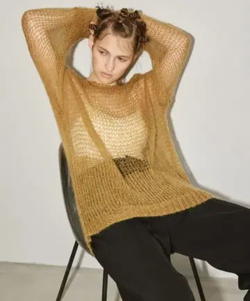 TODAYFUL 로우 게이지 모헤어 니트