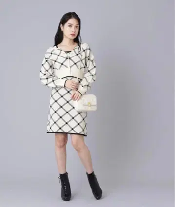 질 바이 질 스튜어트 체크 셋업 원피스 프리 니트 원피스
