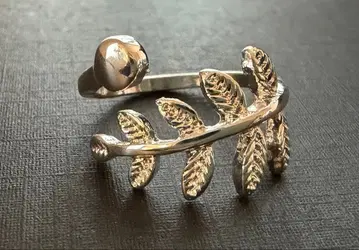 H.P.FRANCE 리프 잎 모티브 실버 컬러 오픈 반지 13호