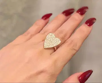 아쉬페 프랑스 하트형 크리스탈 반지 9.5호