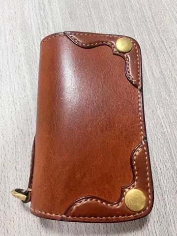 브라운 가죽 이단 접이식 지갑