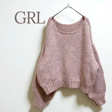 그레일 큼직한 니트 핑크 빅 루즈 귀여운 넓은 옷깃 숏 기장