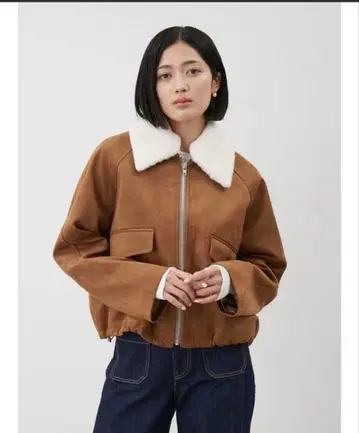 Mila Owen 스텐 칼라 인조 가죽 블루종