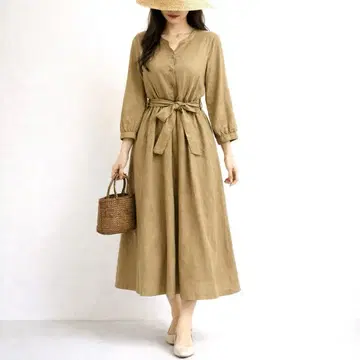 MISCH MASCH 긴팔 니트 원피스 M 허리 리본 베이지