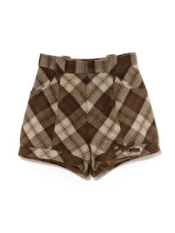 andmary Ribbon check mini pants beige