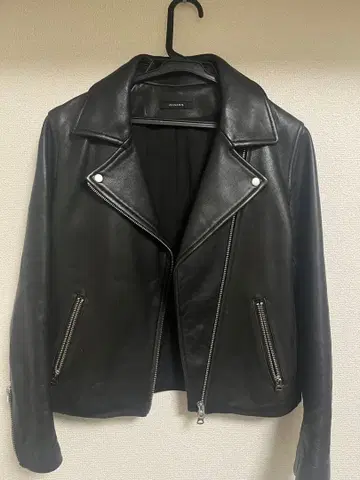 [ 약간의 흠집 있음 ] JEANASIS 블랙 가죽 라이더 자켓