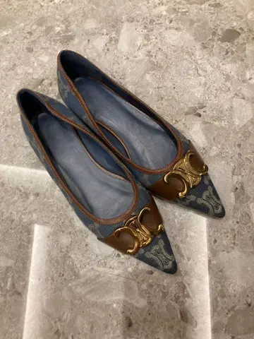 미사용 새상품 데님 플랫슈즈