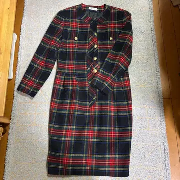 Voir 체크 무늬 긴팔 원피스