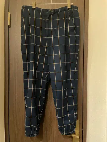 FRAPBOIS 하프 체크 무늬 캐주얼 팬츠 그린