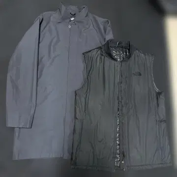 그레이 트렌치코트 지퍼 베스트