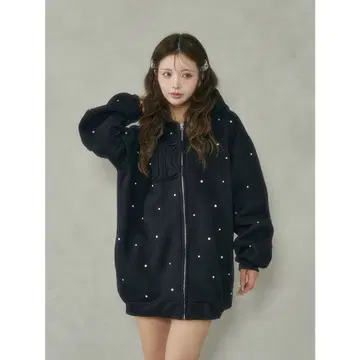 Darich DD 로고 비쥬 지퍼 후드티 블랙