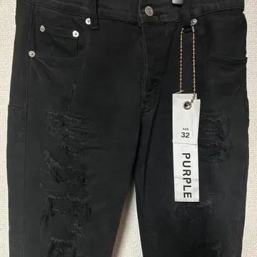 PURPLE 데미지 가공 블랙 데님 32