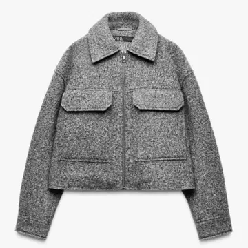 ZARA 부클레 숏 자켓 L 그레이