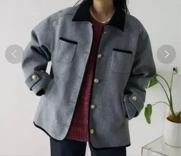 프릭스스토어 스테인리스 칼라 코트 골드 버튼 멜란 자켓