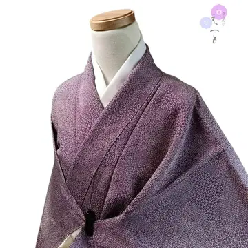 모에토 기모노 순수 실크 이중 기모노 코몬 보라색 패치워크