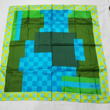 KEN SCOTT 실크 스카프 기하학 패턴 이탈리아제