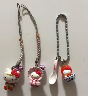 지역 한정 키티 매듭 스트랩 키링 3개 세트