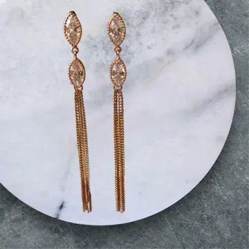 새상품 Silver PG 핑크 골드 컬러 태슬풍 체인 멋스러운 귀걸이