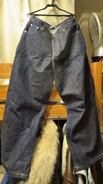 SWEATS 와이드 레그 데님 L 사이즈 다크 블루