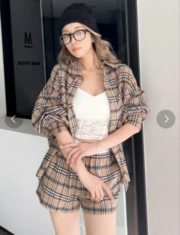 BM&WB JQ 체크 숏팬츠 + 체크 셔츠 제이다