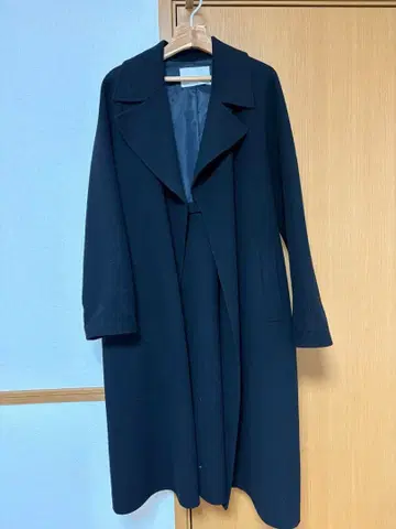 ICB 블랙 롱 코트 울 혼방