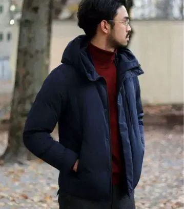 EDIFICE 후드 부착 다운 자켓 네이비