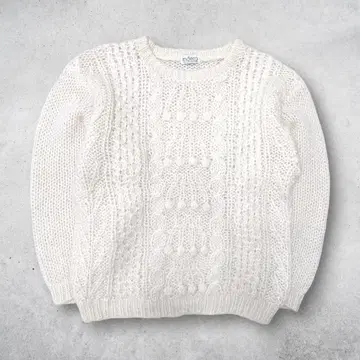 입체 케이블 짜임 니트 스웨터 화이트 M 넉넉한 캐주얼