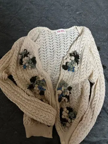 PINK HOUSE 80-90ss 꽃 모티브 니트 가디건