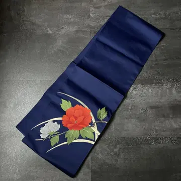 미사용품 오비 모란 패턴 네이비 컬러