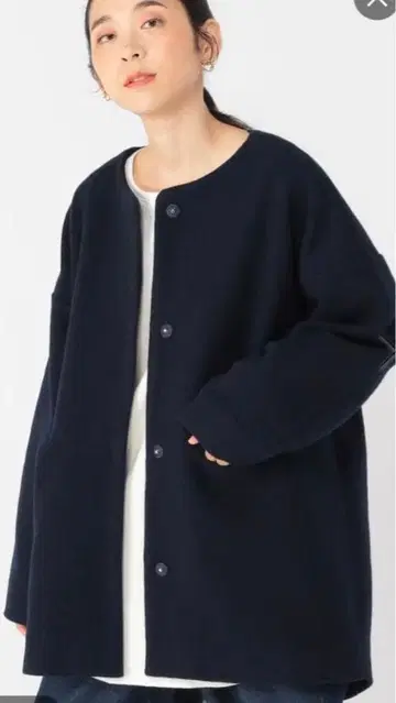 natural by clip 울 혼방 노카라 코쿤 코트 새상품급