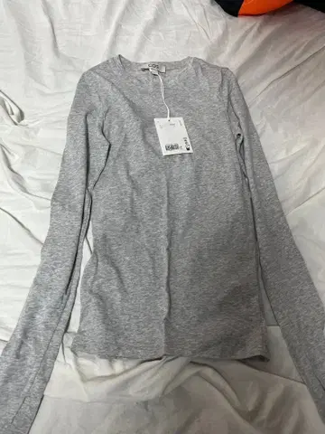 COS 슬림핏 긴팔 탑 그레이 멜란지 XS