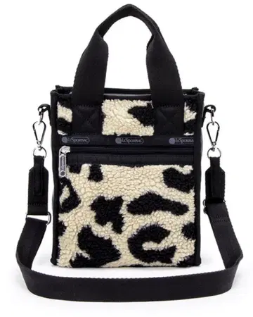 DENIM MINI N/S TOTE 블랙 데님/레오파드 쉘파