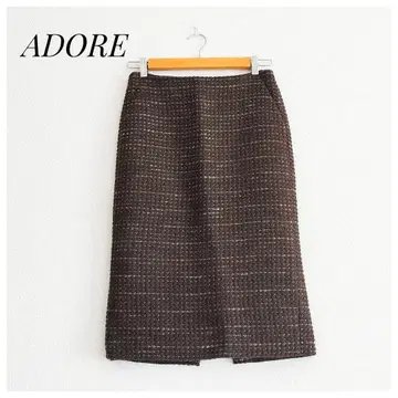 새상품급 ADORE 어도어 트위드 스커트 브라운 36