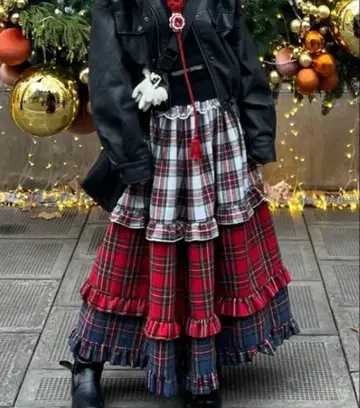 미개봉 DIAVEL 레이스 프릴 체크 스커트 안티카 좋아하는 분께 추천