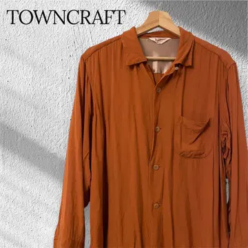 TOWNCRAFT 복각 삼각형 택 오픈 카라 레이온 셔츠