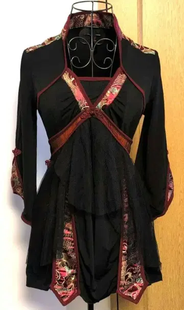 OZZONESTE 차이나풍 레이스 겹침 튜닉